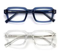 OPULIZE EDG Gafas de Lectura de Bloqueo de Luz Azul para hombre y mujer, Lentes Antirreflejos Antideslumbrante, Protección UV, Rectangular, Paquete de 2 Azul Transparente +1,50