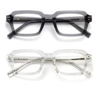 OPULIZE EDG Gafas de Lectura de Bloqueo de Luz Azul para hombre y mujer, Lentes Antirreflejos Antideslumbrante, Protección UV, Rectangular, Paquete de 2 Gris Transparente +0,00