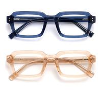 OPULIZE EDG Reading Blue Light Blocking Glasses for Women Men,Anti-reflective Anti-Glare Computer & Gaming Lenses,Vintage Rectangular Frame,UV & Eyestrain Protection,Blue Pink +3.00 (Pack of 2)