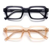 OPULIZE EDG Gafas luz azul para hombre y mujer, Lentes Antirreflejos Antideslumbrante, Protección UV, Rectangular, Paquete de 2 Negro Rosa