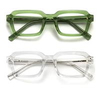 OPULIZE EDG Reading Blue Light Blocking Glasses for Women Men,Anti-reflective Anti-Glare Computer & Gaming Lenses,Vintage Rectangular Frame,UV & Eyestrain Protection,Green Clear +2.50 (Pack of 2)