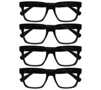 OPULIZE ERA Blue Light Glasses - Clear Lens - Anti-Reflective and Anti-Glare - 4 Pack - UV400 Protection - Oversized Frame - Computer Screen Glasses - Black - Men Women - +0.00