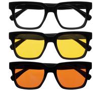 Opulize ERA Eye Protection Pack - Blue Light Glasses - Clear, Yellow & Orange UV400 Lenses - Anti-Reflective & Anti-Glare - 3 Pack - Oversized Frame - Work, Outdoor, Driving & Sleep Set - Men & Women