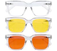 Opulize ERA Eye Protection Pack - Blue Light Glasses - Clear, Yellow & Orange UV400 Lenses - Anti-Reflective & Anti-Glare - 3 Pack - Oversized Frame - Work, Outdoor, Driving & Sleep Set - Men & Women