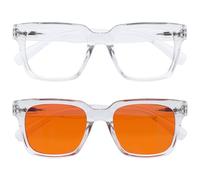 Opulize ERA Screen & Sleep Pack - Blue Light Glasses - Clear & Orange Lenses - Anti-Reflective & Anti-Glare - 2 Pack - UV400 Protection - Oversized Frame - Men & Women
