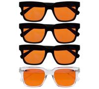OPULIZE ERA Sleep & Recovery Glasses - Orange Lens - 99.9% Blue Light Blocking - Anti-Reflective & Anti-Glare - 4 Pack - UV400 Protection - Oversized Frame - Night Glasses - Men & Women