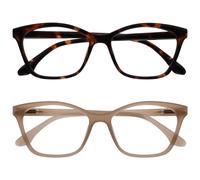 OPULIZE KAT Gafas de Lectura - Pack de 2 - Elegante Montura Ojo de Gato - Marrón y Topo - Hombres y Mujeres - Bisagras de Muelle - RR59-2U - +2.00