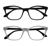 OPULIZE KAT Gafas de Lectura - Pack de 2 - Elegante Montura Ojo de Gato - Negro y Gris - Hombres y Mujeres - Bisagras de Muelle - RR59-17 - +2.50