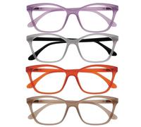 OPULIZE KAT Gafas de Lectura - Pack de 4 - Montura Ojo de Gato - Malva, Gris, Naranja, Topo - Hombres y Mujeres - Bisagras de Muelle - RRRR59-57GU - +1.50