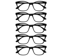 OPULIZE KAT Gafas de Lectura - Pack de 5 - Elegante Montura Ojo de Gato - Negro - Hombres y Mujeres - Bisagras de Muelle - RRRRR59-1 - +1.50