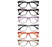 OPULIZE KAT Gafas de Lectura - Pack de 6 - Montura Ojo de Gato - Negro, Marrón, Malva, Gris, Naranja, Topo - Hombres y Mujeres - RRRRRR59-1257GU - +1.00