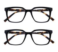 OPULIZE KOI Gafas de Lectura Pack de 2 - Elegante Marco Rectangular Ancho - Negro - Hombre Mujer - Bisagras de Muelle - RR50-1 - +1.50