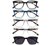 OPULIZE KOI Gafas de Lectura y de Sol x5 - Montura Rectangular - Negro/Azul/Gris/Transparente - Hombre Mujer - Bisagras de Muelle - RRRRS50-137C1 - +3.00