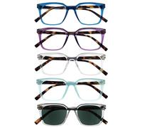 OPULIZE KOI Gafas de Lectura y de Sol x5 - Montura Rectangular - Negro/Morado/Transparente/Turquesa - Hombre Mujer - Bisagras de Muelle - RRRRS50-35CQC - +1.50