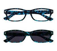 OPULIZE La Compañía Gafas De Lectura Azul Carey Lectores Con UV400 Lectores De Sol Valor Paquete Doble Hombres Mujeres RS10-3 +1,00