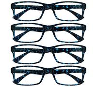OPULIZE La Compañía Gafas De Lectura Azul Carey Lectores Valor Pack 4 Estilo Diseñador Hombres Mujeres RRRR92-3 +3,00
