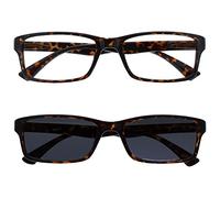 OPULIZE La Compañía Gafas De Lectura Marrón Carey Lectores Con El Lector De Sol A Juego Valor Paquete Doble Hombres Mujeres UVSR2092BR +3,00