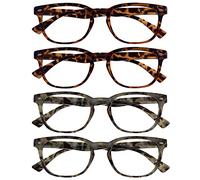 OPULIZE La Compañía Gafas De Lectura Marrón Gris Lectores Valor Pack 4 Estilo Gregory Peck Hombres Mujeres Bisagras Resorte RRRR14-2T2T77 +3,00