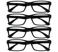 OPULIZE La Compañía Gafas De Lectura Negro Lectores Valor Pack 4 Hombres Mujeres UVR4092BK +2,00