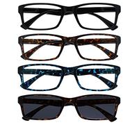 OPULIZE La Compañía Gafas De Lectura Negro Marrón Azul Lectores Con Marrón Lectores De Sol Valor Pack 4 Hombres Mujeres RRRS92-1232 +2,00