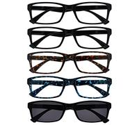 OPULIZE La Compañía Gafas De Lectura Negro Marrón Azul Lectores Con Negro Lectores De Sol Valor Pack 5 Hombres Mujeres RRRRS92-11231 +1,50