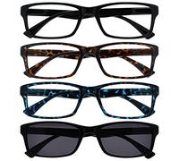 OPULIZE La Compañía Gafas De Lectura Negro Marrón Azul Lectores Con Negro Lectores De Sol Valor Pack 4 Hombres Mujeres RRRS92-1231 +2,00