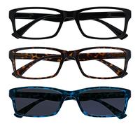 La Compañía Gafas De Lectura Negro Marrón Carey Lectores Con Azul Lectores De Sol Valor Pack 3 Hombres Mujeres UVSR3092 +1,50