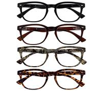OPULIZE La Compañía Gafas De Lectura Negro Marrón Gris Lectores Pack 4 Estilo Gregory Peck Hombres Mujeres Bisagras Resorte RRRR14-1272T +3,00
