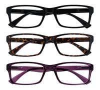 OPULIZE La Compañía Gafas De Lectura Negro Marrón Púrpura Lectores Valor Pack 3 Hombres Mujeres UVR3092BK_BR_P +2,00