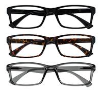 OPULIZE La Compañía Gafas De Lectura Pack 3 Lectores Negro Marrón Gris Hombres Mujeres RRR92-127 +2,50