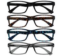 OPULIZE La Compañía Gafas De Lectura Pack 4 Lectores Negro Marrón Azul Gris Estilo Diseñador Hombres Mujeres RRRR92-1237 +1,00