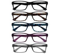 OPULIZE La Compañía Gafas De Lectura Pack 5 Lectores Negro Marrón Azul Púrpura Gris Hombres Mujeres RRRRR92-12357 +2,00