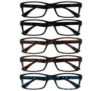 OPULIZE La Compañía Gafas De Lectura Valor Pack 5 Hombres Mujeres Negro Marrón Azul Estilo Diseñador Lectores RRRRR92-11223 +3,00