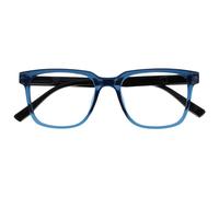 OPULIZE LEO Gafas de Lectura - Montura Rectangular Grande - Azul - Patillas Negras - Hombre Mujer - Bisagras de Muelle - R55-3 - +1.00