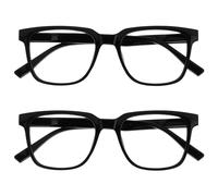 OPULIZE LEO Gafas de Lectura - Pack de 2 - Montura Rectangular Grande - Negro - Hombre Mujer - Bisagras de Muelle - RR55-1 - +3.50
