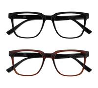OPULIZE LEO Gafas de Lectura - Pack de 2 - Montura Rectangular Grande - Negro, Marrón - Hombre Mujer - Bisagras de Muelle - RR55-12 - +2.00