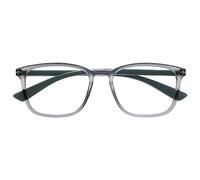 OPULIZE Max Gafas de Lectura - Marco Rectangular Clásico Grande - Gris Mate Transparente con Brazos Verdes - Unisex Hombres Mujeres - Bisagras de Resorte - R78-7 - +3.00