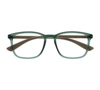 OPULIZE Max Gafas de Lectura - Marco Rectangular Clásico Grande - Verde Mate Transparente con Brazos Beige - Unisex Hombres Mujeres - Bisagras de Resorte - R78-6 - +1.00