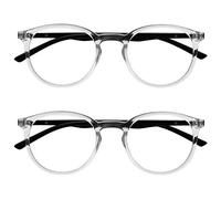 OPULIZE Met Gafas con Bloqueo de Luz Azul Pack de 2 Montura Redonda Transparente Negro Resistente a Arañazos Bisagras de Muelle Ordenador Gaming Antirreflejante Hombre Mujer BB60-C +0.00