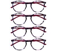 OPULIZE Met Gafas de Lectura 4-Pack Montura Redonda Morada Carey Cereza Resistente a Arañazos Bisagras de Muelle Ordenador Gaming Antirreflejante Hombre Mujer RRRR60-5 +3.50