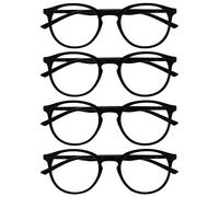 OPULIZE Met Gafas de Lectura 4-Pack Montura Redonda Negra Resistente a Arañazos Bisagras de Muelle Ordenador Gaming Antirreflejante Hombre Mujer RRRR60-1 +2.50