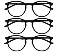 OPULIZE Met Gafas de Lectura con Bloqueo de Luz Azul Pack de 3 Montura Redonda Negra Resistente a Arañazos Bisagras de Muelle Ordenador Gaming Antirreflejante Hombre Mujer BBB60-1 +2.50