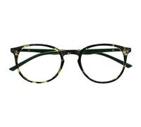 OPULIZE Met Gafas de Lectura Montura Redonda Verde Carey Resistente a Arañazos Bisagras de Muelle Ordenador Gaming Antirreflejante Hombre Mujer R60-6 +2.50