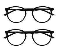 Opulize Met Pack 2 Gafas De Distancia Corto De Vista Miopía Grande Redondo Negro Hombres Mujeres Bisagras Resorte MM60-1 -2,00