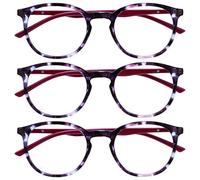 Opulize Met Pack 3 Gafas De Distancia Corto De Vista Miopía Grande Redondo Púrpura Hombres Mujeres Bisagras Resorte MMM60-5 -1,00