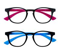 OPULIZE Niños Pack 2 Bloqueo Luz Azul Gafas Pantalla Proteccion Niños Muchachas Años 6+ Negro Neon Azul Rosa BB47