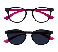 OPULIZE Niños Paquete Doble Luz Azul Gafas Con Matching Gafas De Sol Niños Muchachas Años 6+ Negro Neon Rosa BS47-F