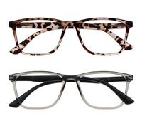 OPULIZE NYX Blue Light Blocking Glasses - Anti-Glare Computer and Gaming Eyewear - 2 Pack - UV and Eyestrain Protection - Rectangular Frame - Brown Grey - Men Women