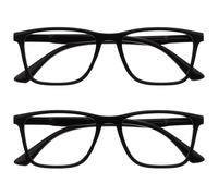 OPULIZE NYX Blue Light Blocking Reading Glasses - Anti-Glare Computer and Gaming Eyewear - 2 Pack - UV and Eyestrain Protection - Rectangular Frame - Black - Men Women - + 1.50