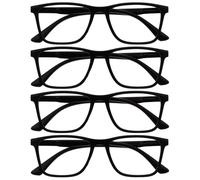 OPULIZE NYX Blue Light Blocking Reading Glasses - Anti-Glare Computer and Gaming Eyewear - 4 Pack - UV and Eyestrain Protection - Rectangular Frame - Black - Men Women - + 3.50
